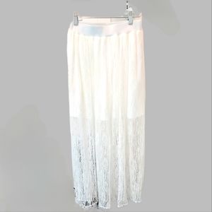 NWOT Sweewe paris S/M white lace maxi skirt with half slip